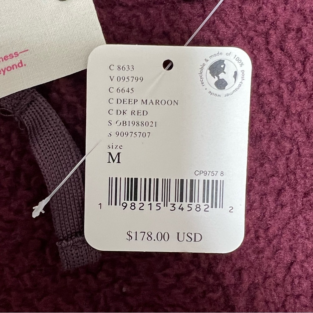 NWT Free People Movement x Hatch Hit The Slopes Fleece Jacket Medium Deep Maroon - Picture 12 of 15